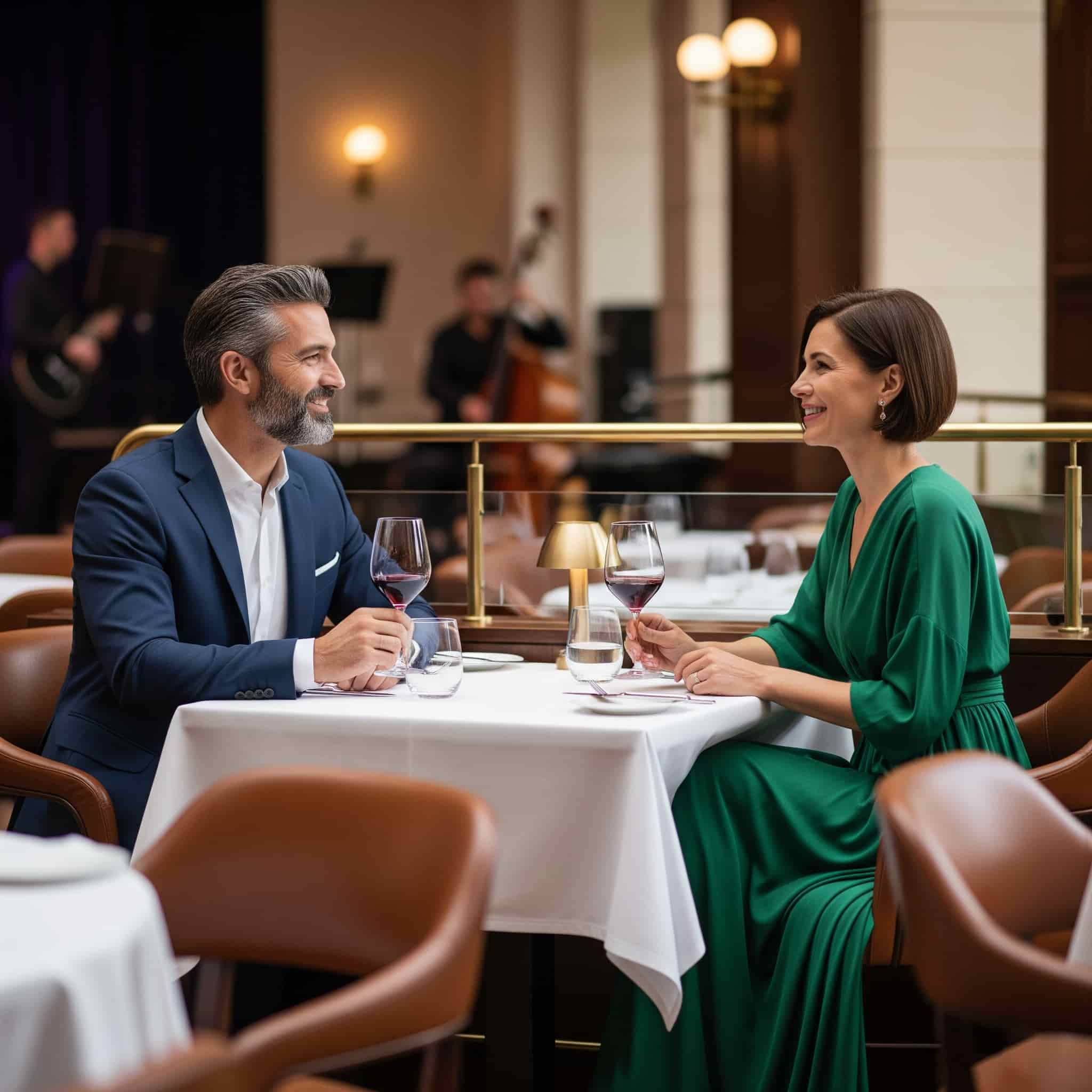 Coppia che cena in un'atmosfera resa speciale dalla musica jazz