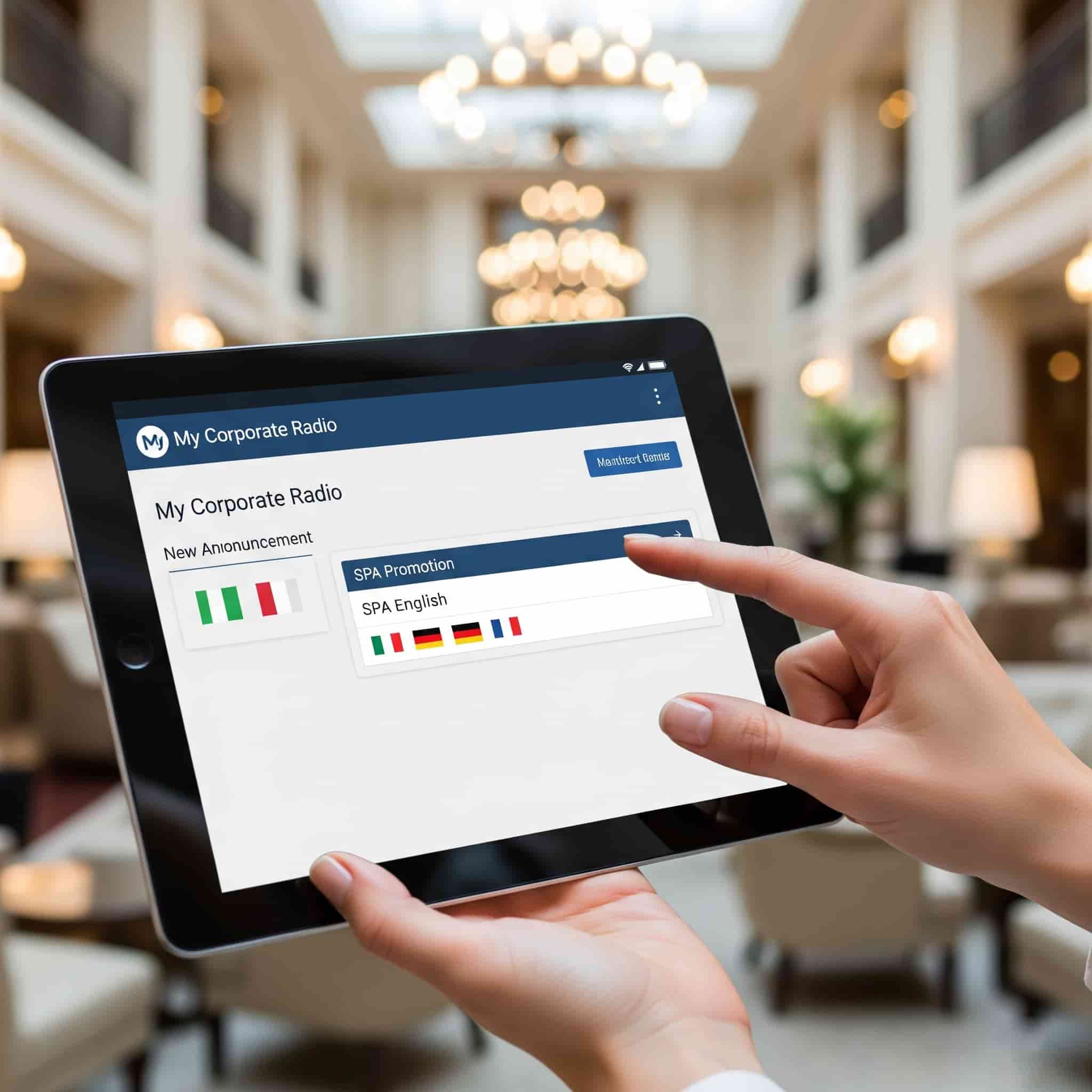 Dashboard per programmare annunci multilingua in hotel