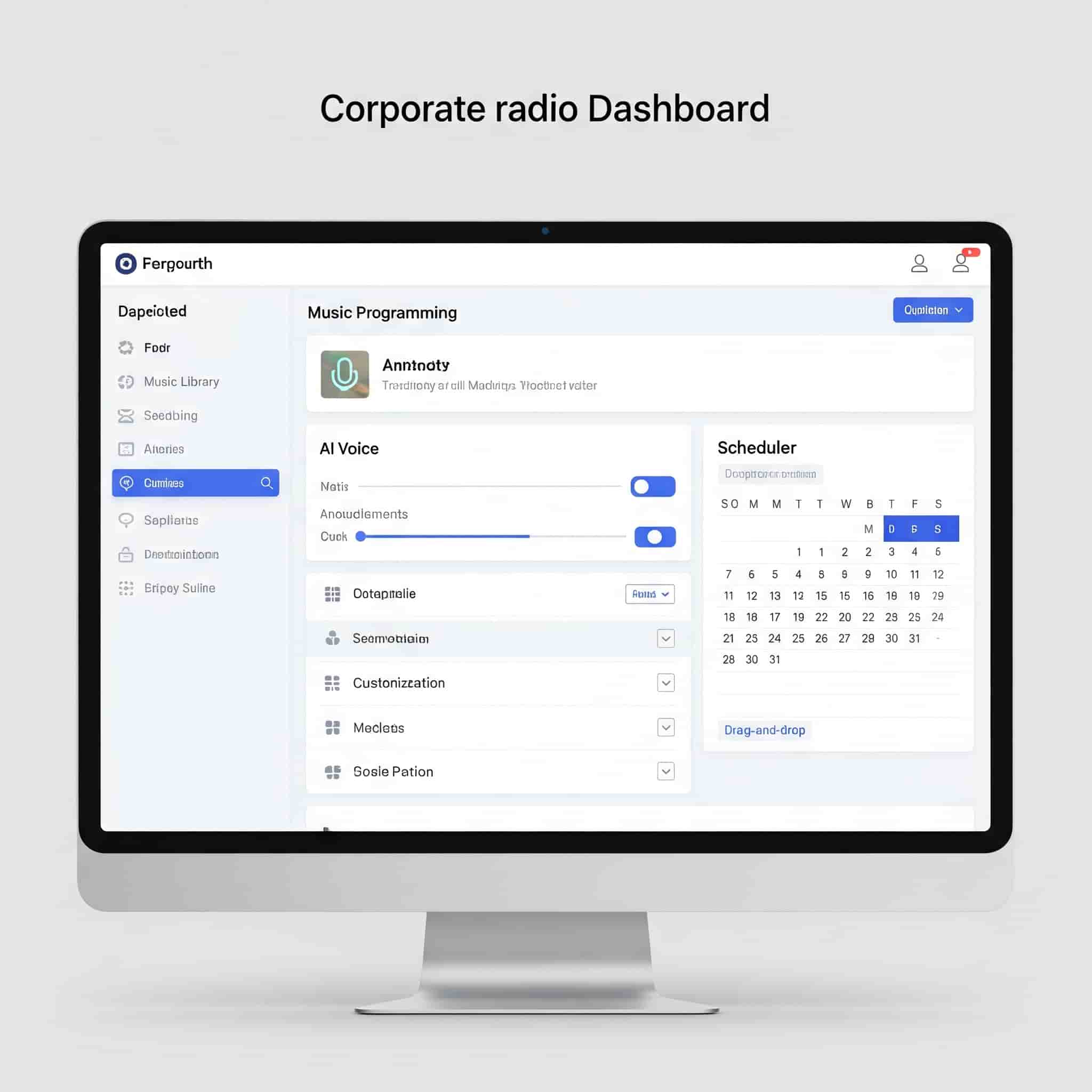 Dashboard intuitiva per la programmazione e gestione della radio aziendale