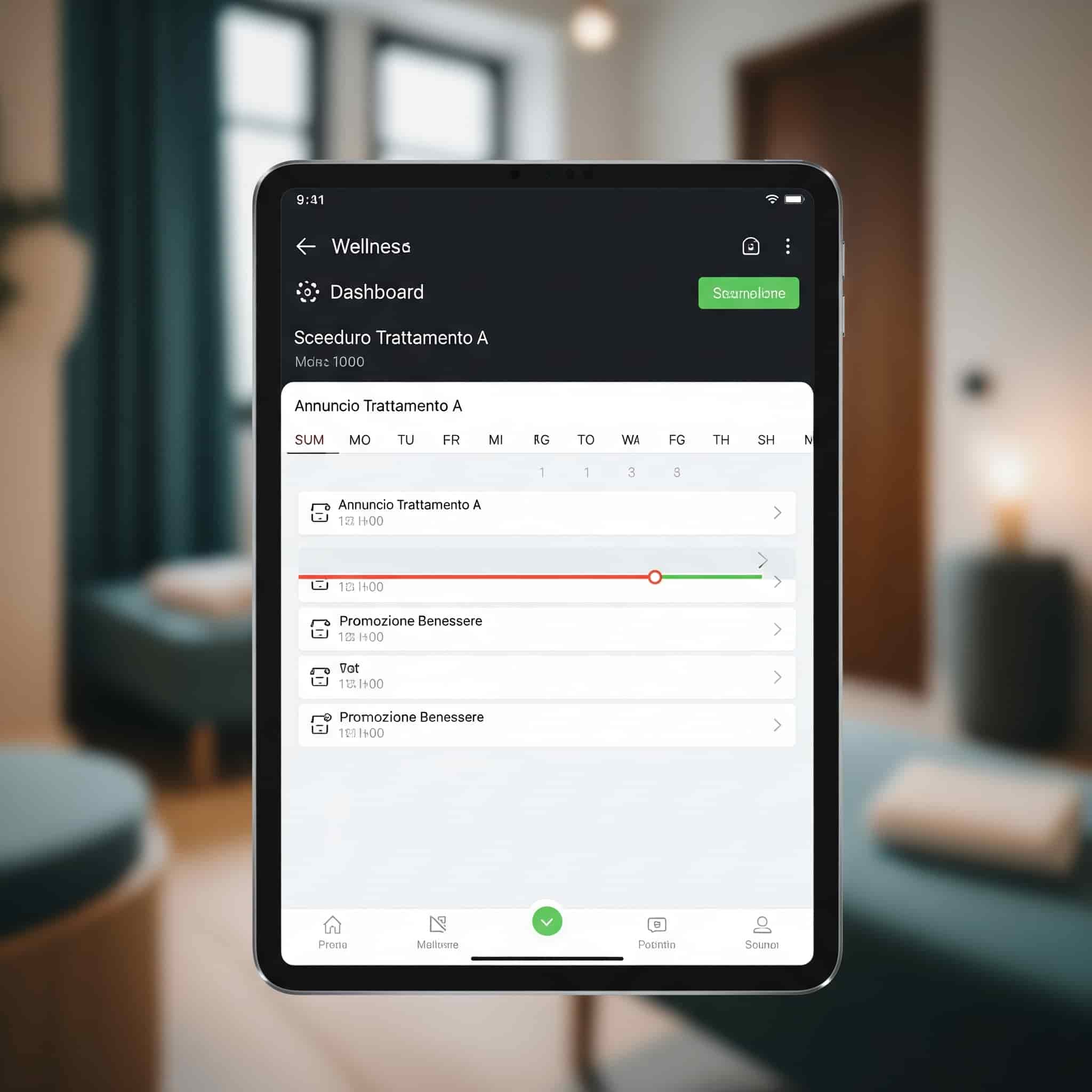 Dashboard per la programmazione di annunci vocali per ambienti relax