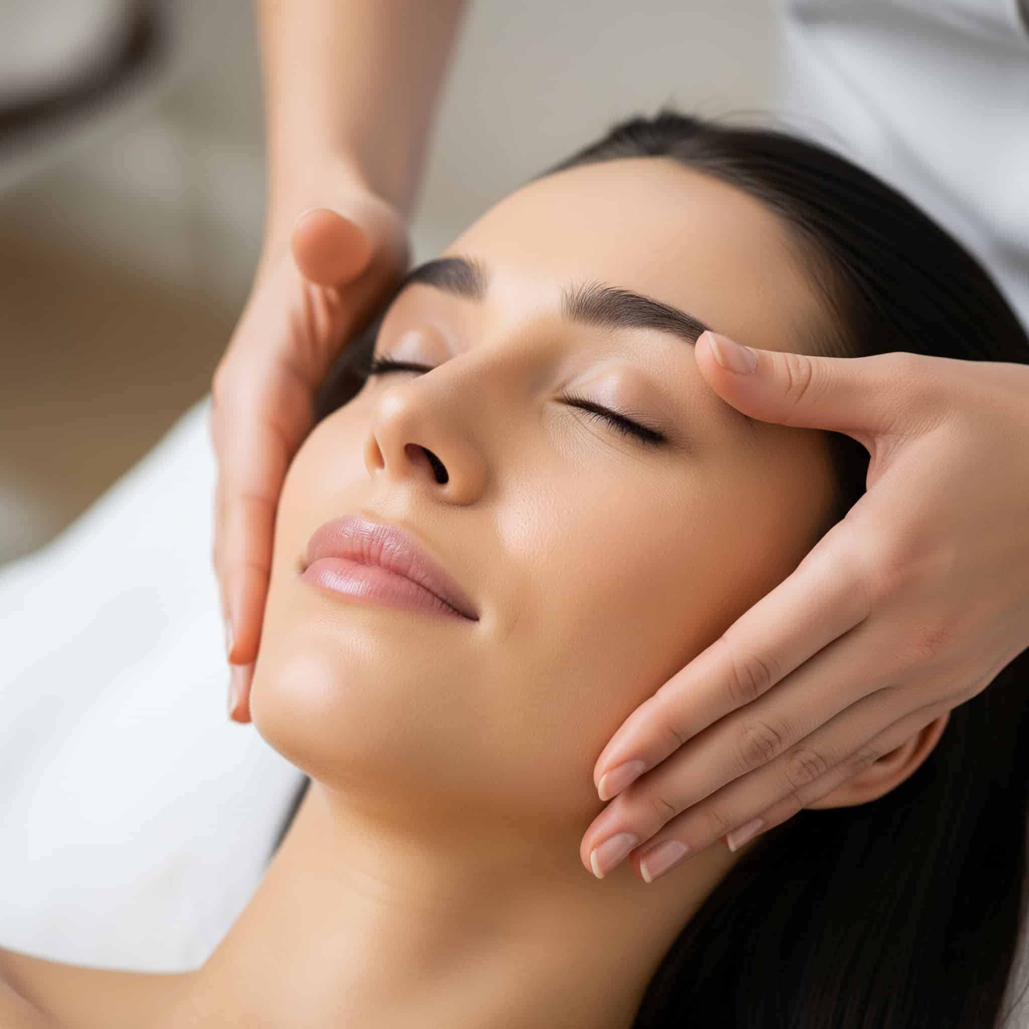 Donna che si gode un trattamento in una spa con musica rilassante