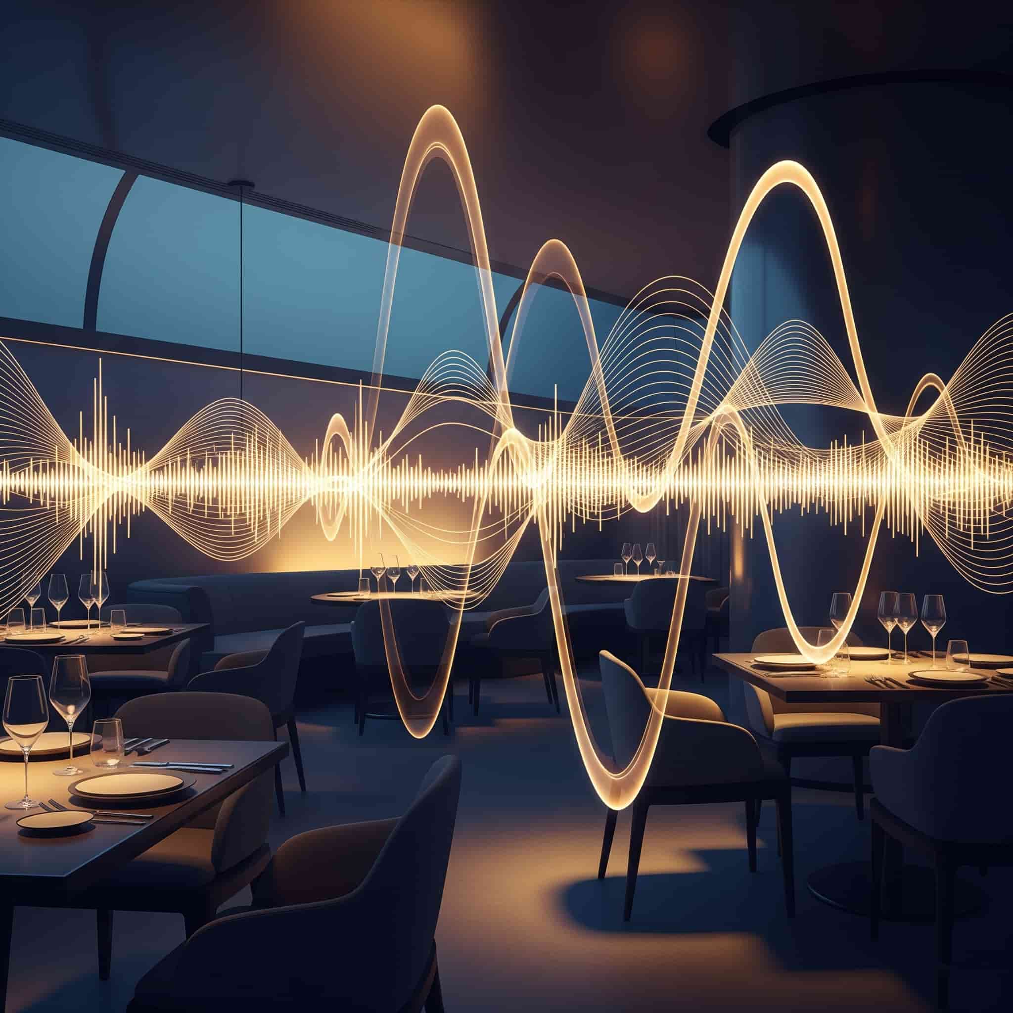 Identità sonora di un ristorante rappresentata da onde sonore e design