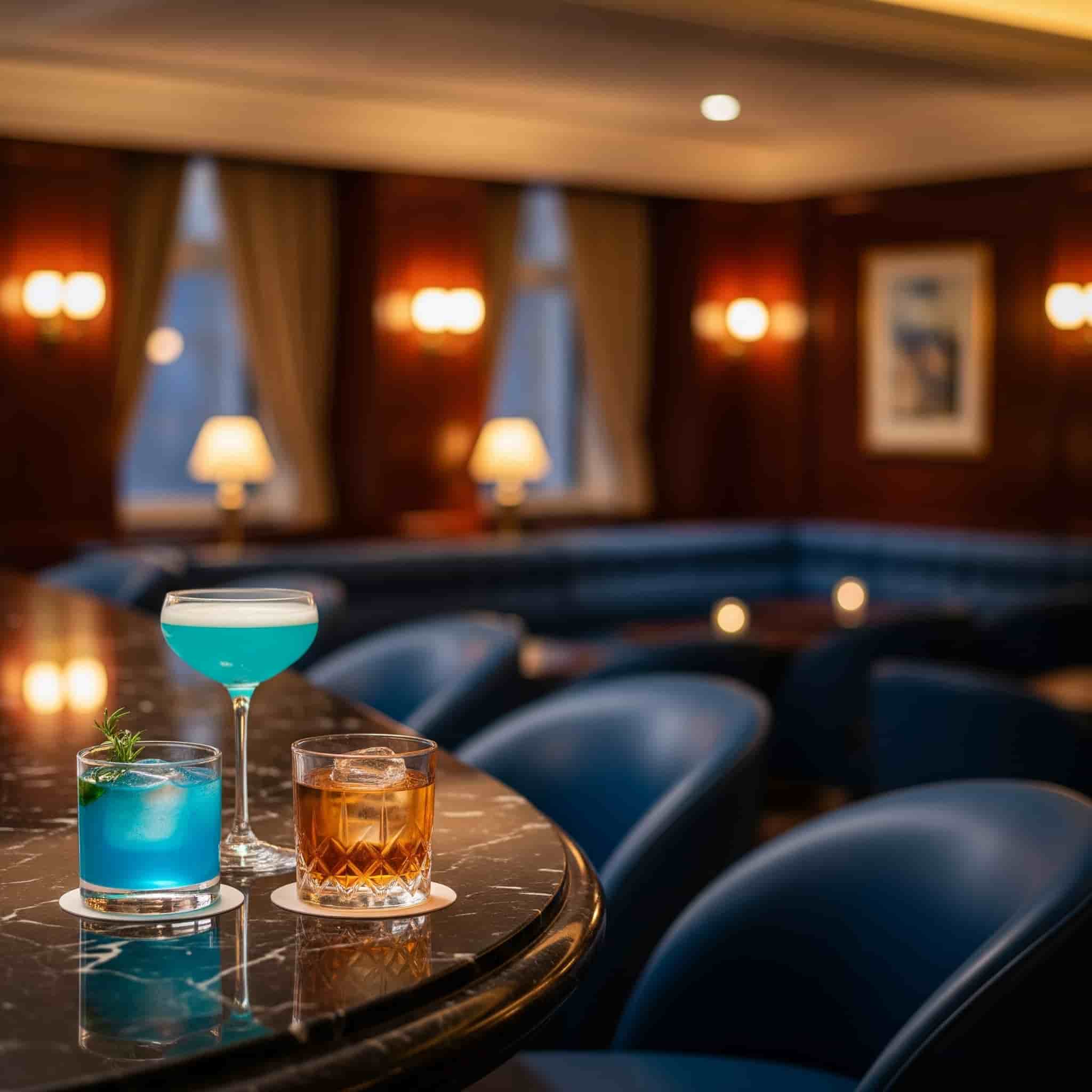 Elegante bar di un hotel con cocktail, simbolo di un'esperienza coerente